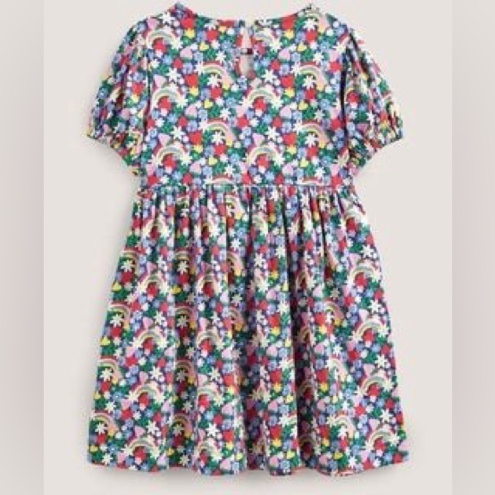 Mini Boden Rainbow Strawberry Printed Dress 11/12Y